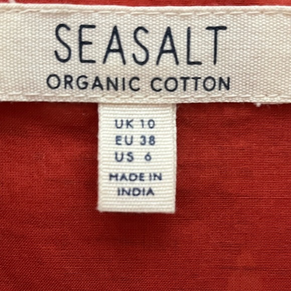 SEASALT CHARLOTTE ORANGE FISH SHORT SLEEVE MIDI FIT & FLARE DRESS size 6 - Picture 8 of 11